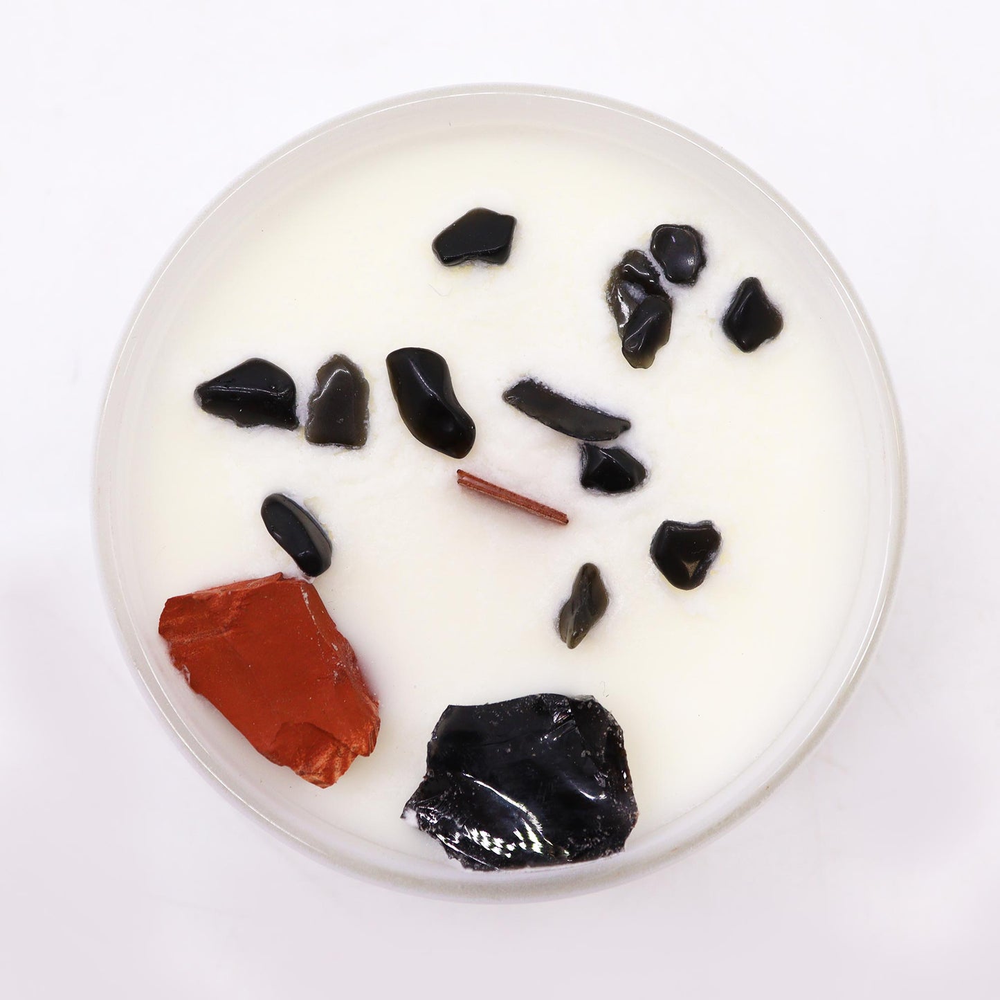 Root Chakra Crystal Soy Candle with Red Jasper & Black Agate