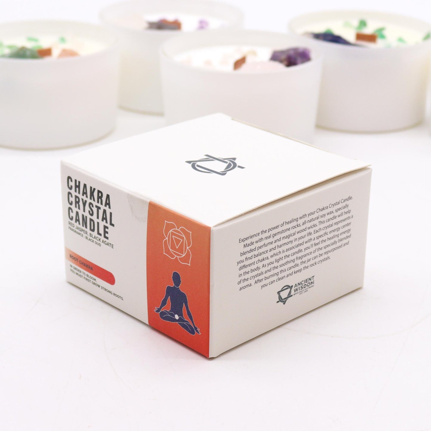 Root Chakra Crystal Soy Candle with Red Jasper & Black Agate