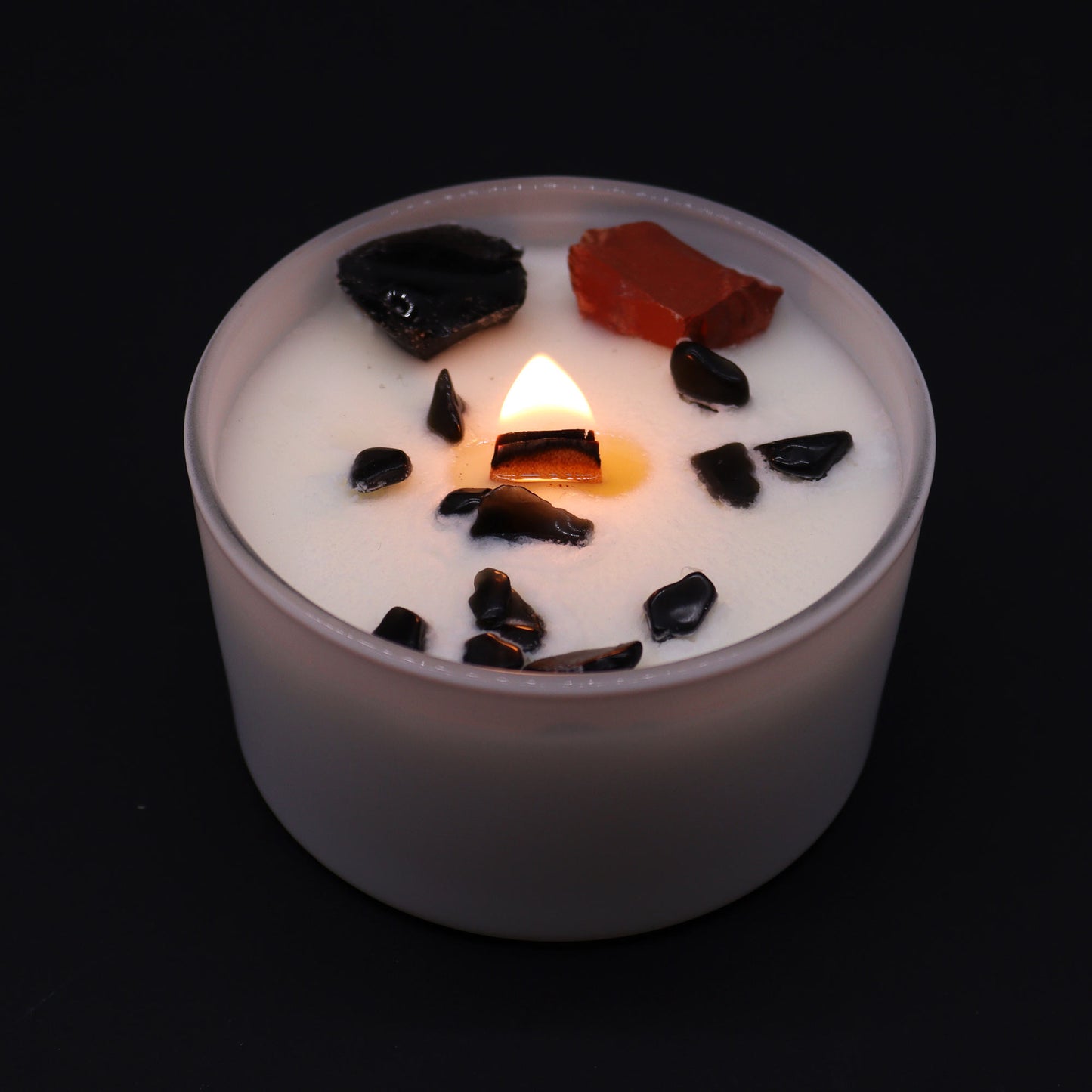 Root Chakra Crystal Soy Candle with Red Jasper & Black Agate
