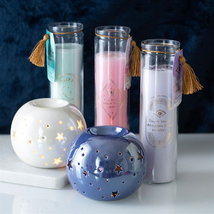 Manifestation White Sage Tube Candle with Clear Quartz