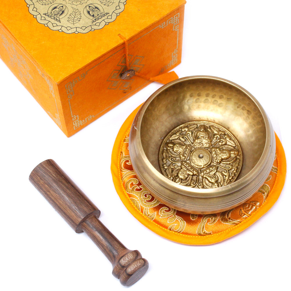 Five Buddha Brass Singing Bowl Set