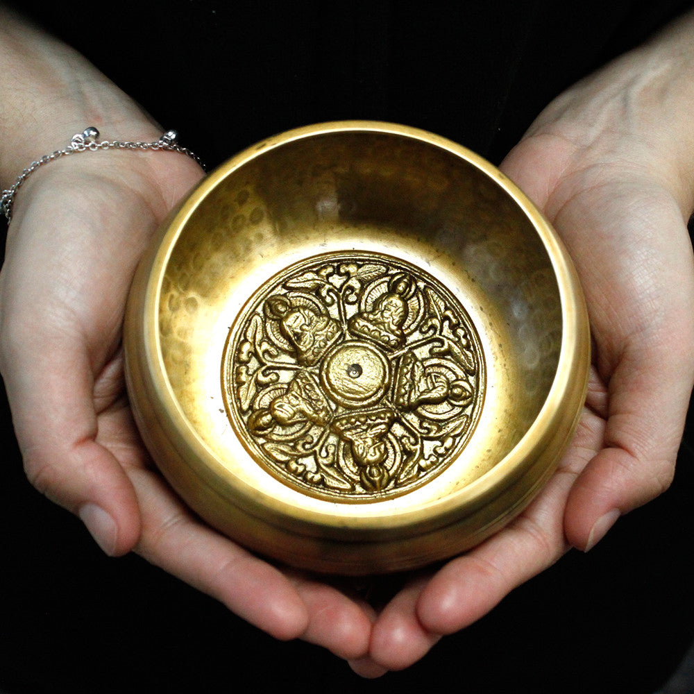 Five Buddha Brass Singing Bowl Set