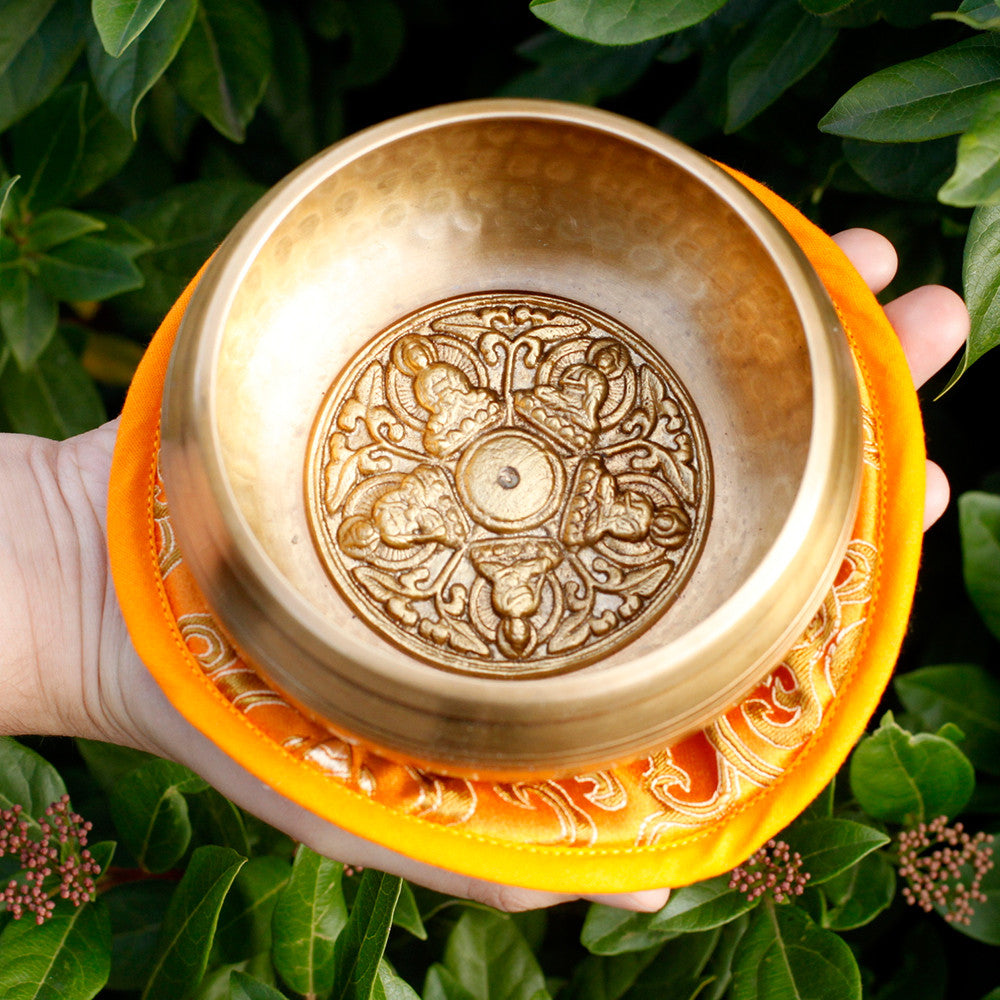 Five Buddha Brass Singing Bowl Set