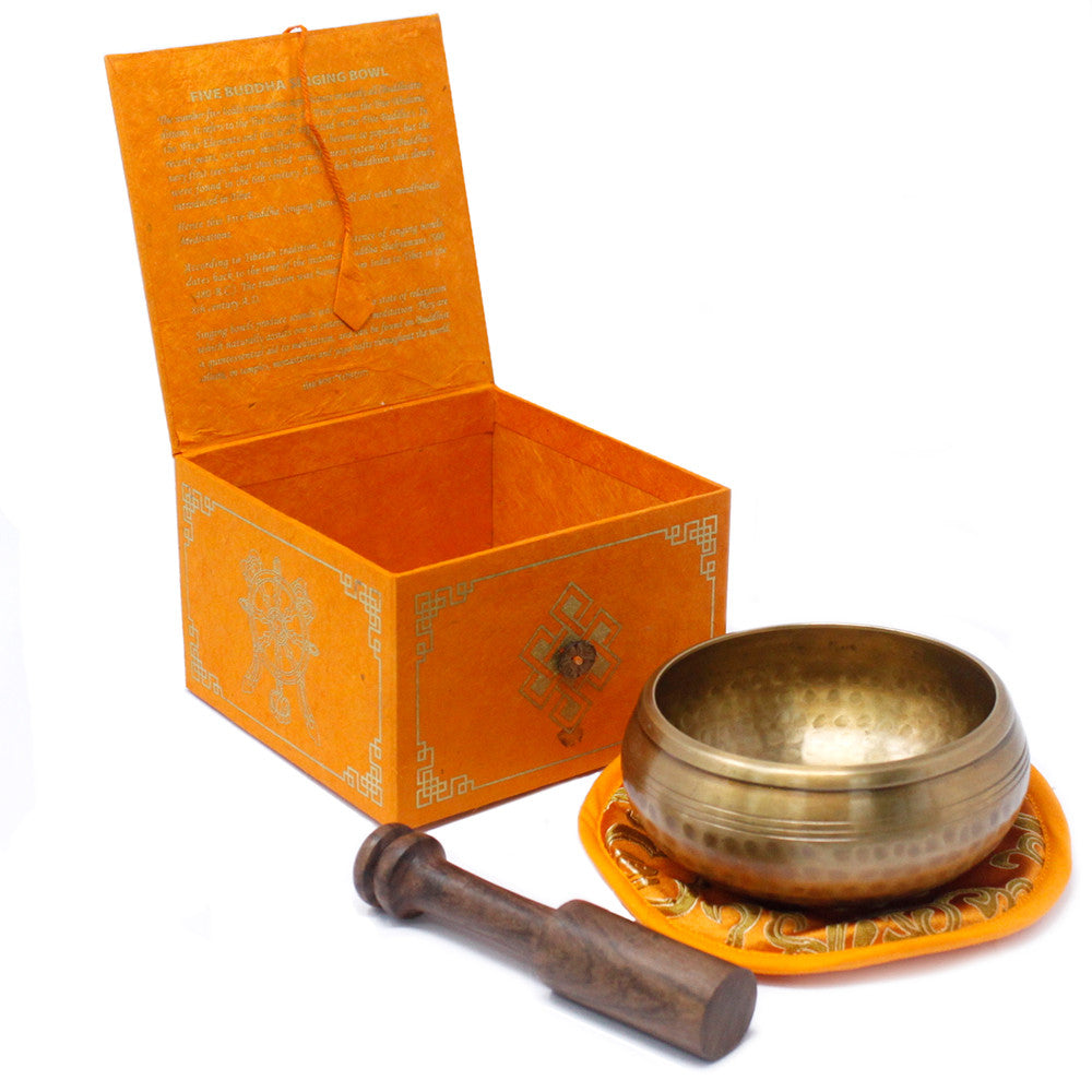 Five Buddha Brass Singing Bowl Set