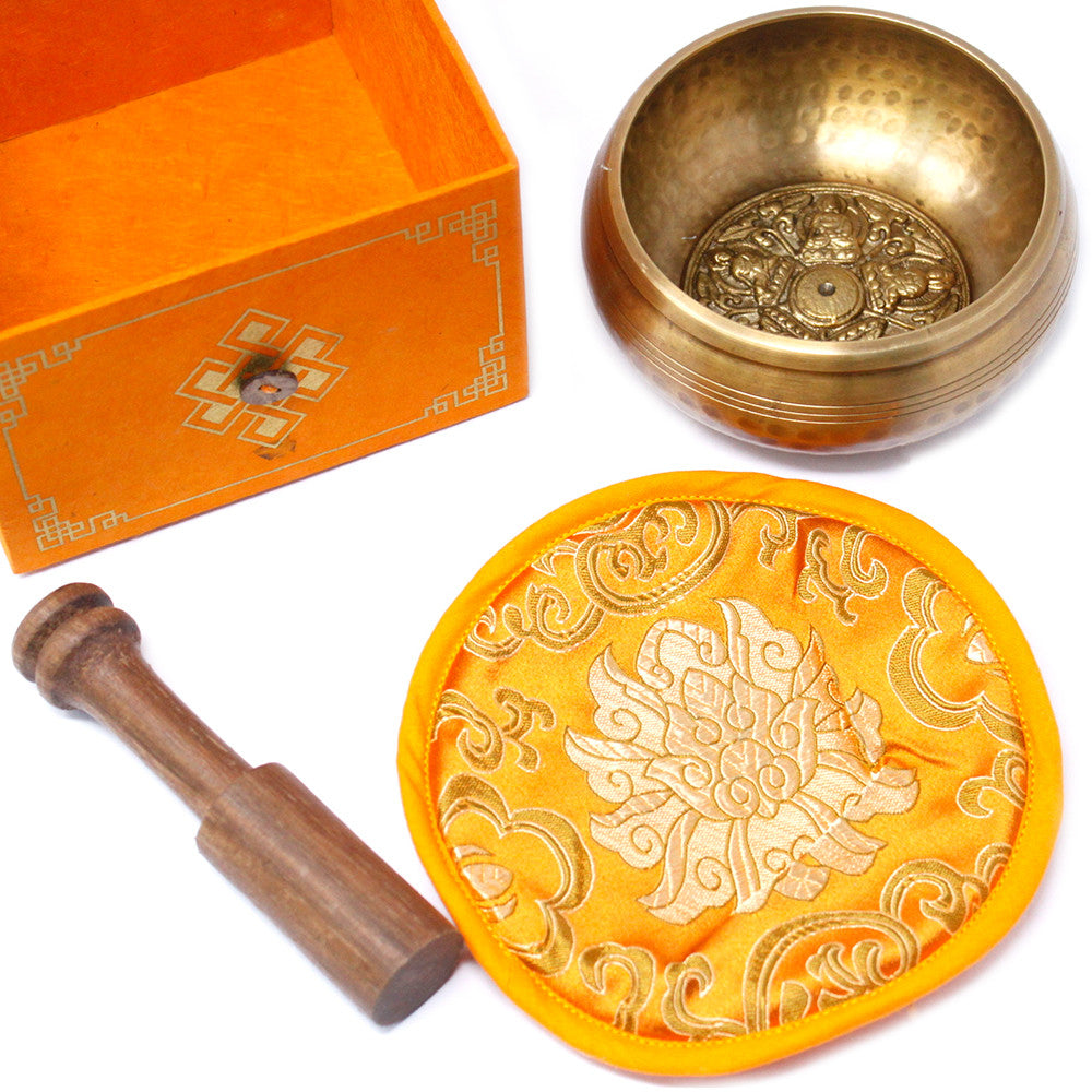 Five Buddha Brass Singing Bowl Set