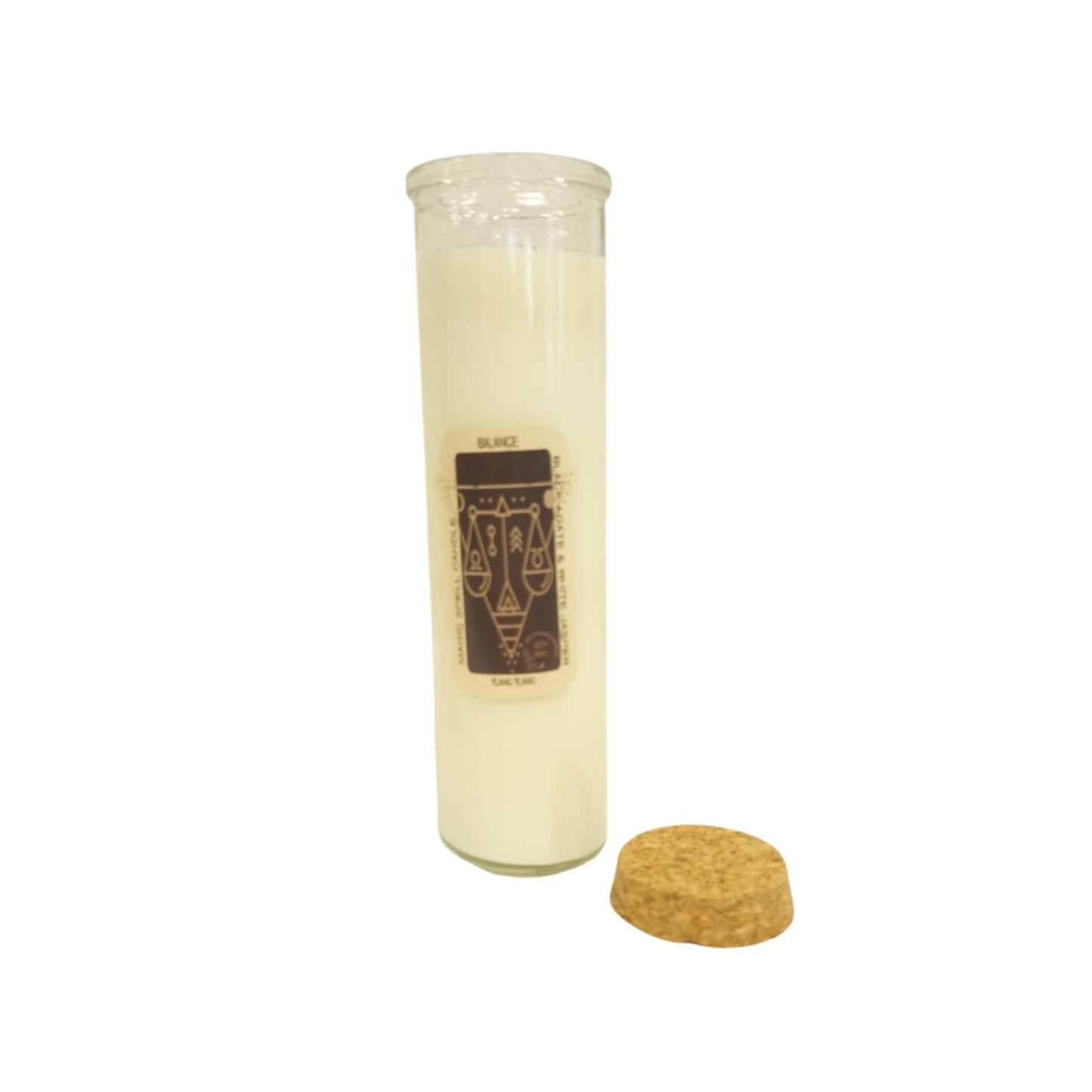 BALANCE Magic Spell Soy wax Candle with BLACK AGATE; WHITE JASPER gemstones and YLANG YLANG fragrance