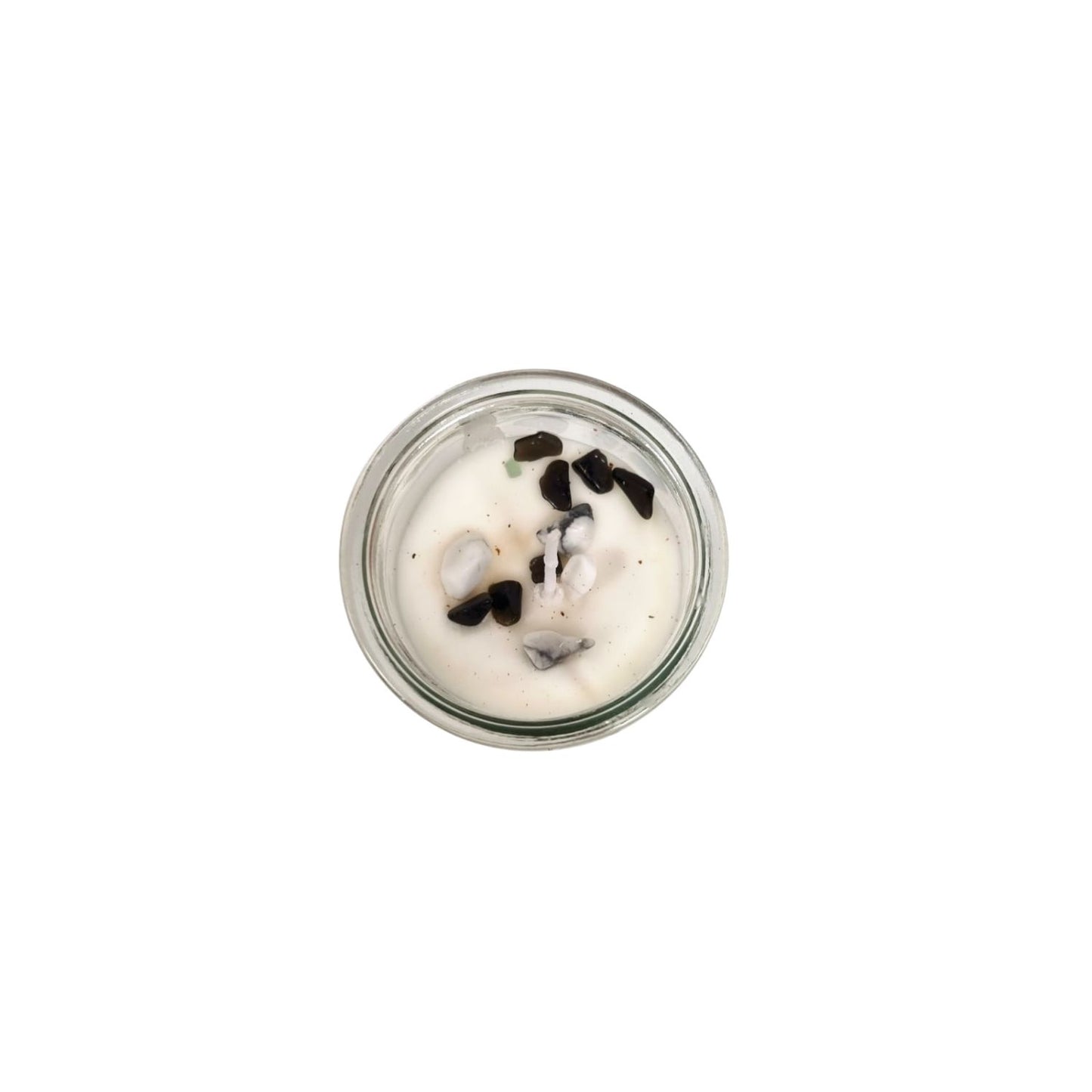 BALANCE Magic Spell Soy wax Candle with BLACK AGATE; WHITE JASPER gemstones and YLANG YLANG fragrance