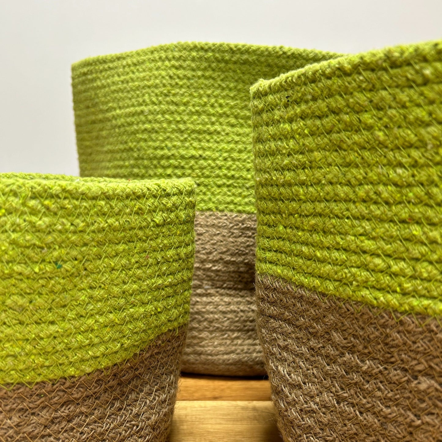 Pistachio Cotton Rope Storage Baskets x 3