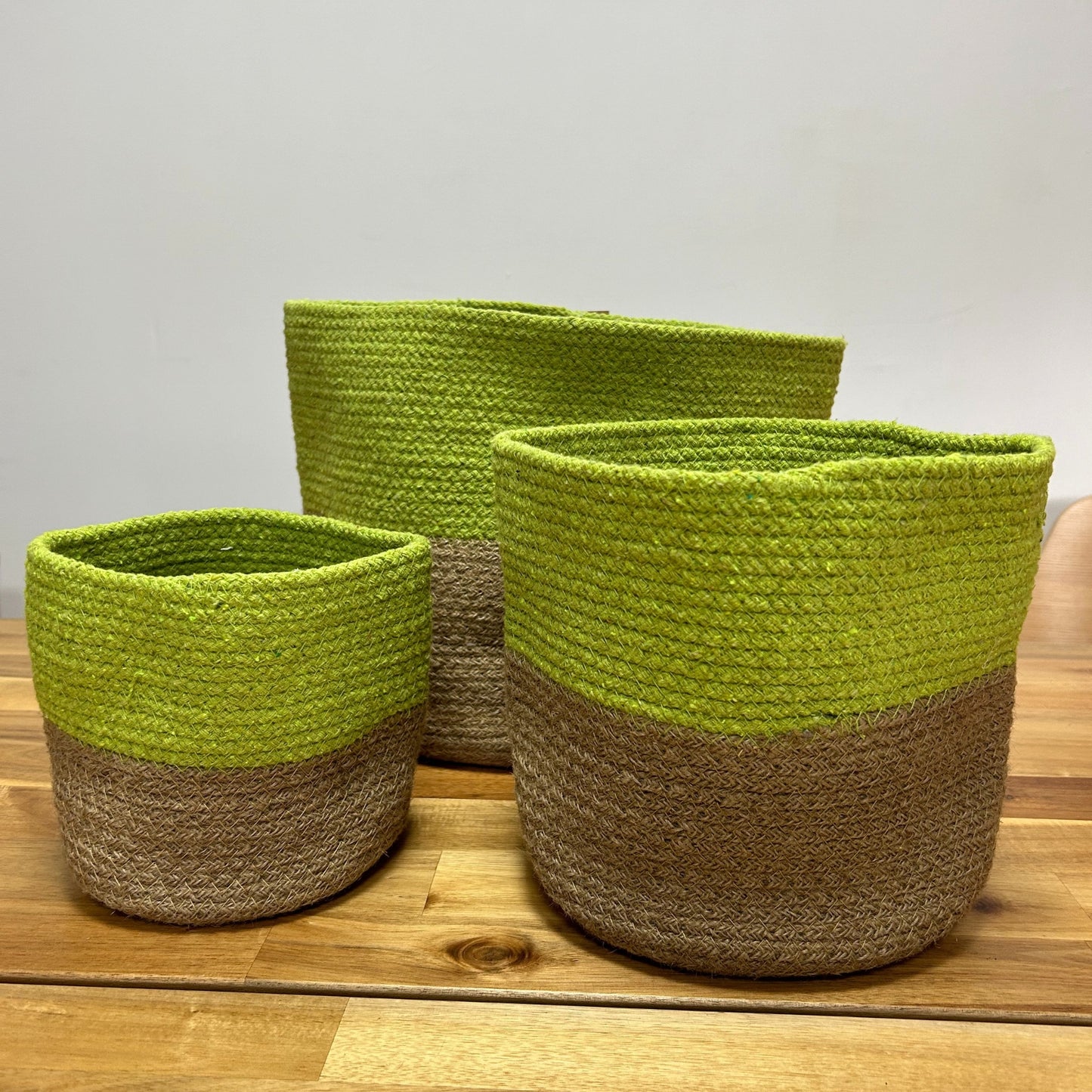 Pistachio Cotton Rope Storage Baskets x 3