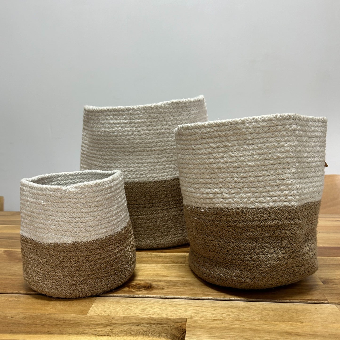 Ivory Cotton Rope Storage Baskets x 3