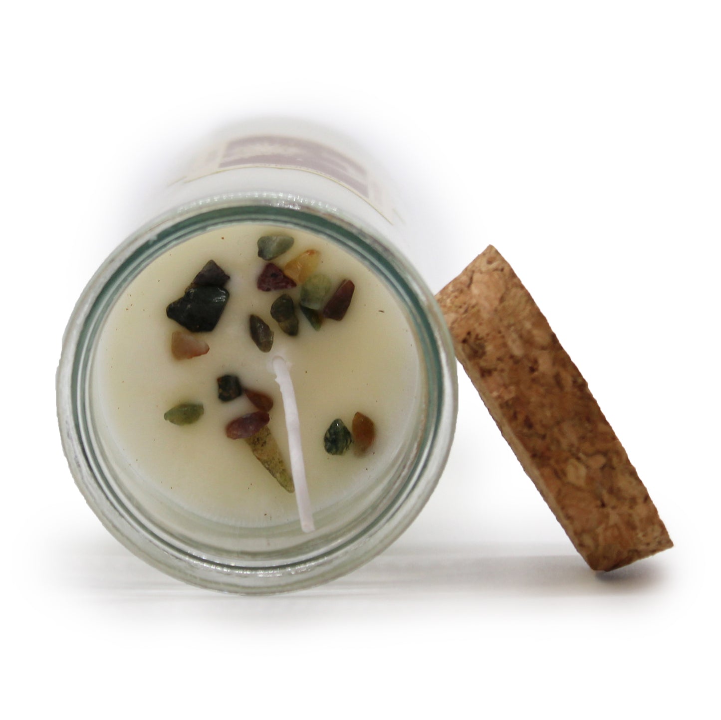 FRIENDSHIP Magic Spell Soy wax Candle with MOSS AGATE gemstones; VELVET MOON fragrance