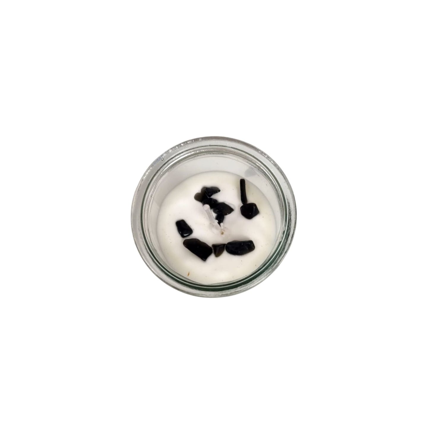 LUCK Magic Spell Soy Wax Candle with BLACK AGATE gemstones, LIQUORICE fragrance