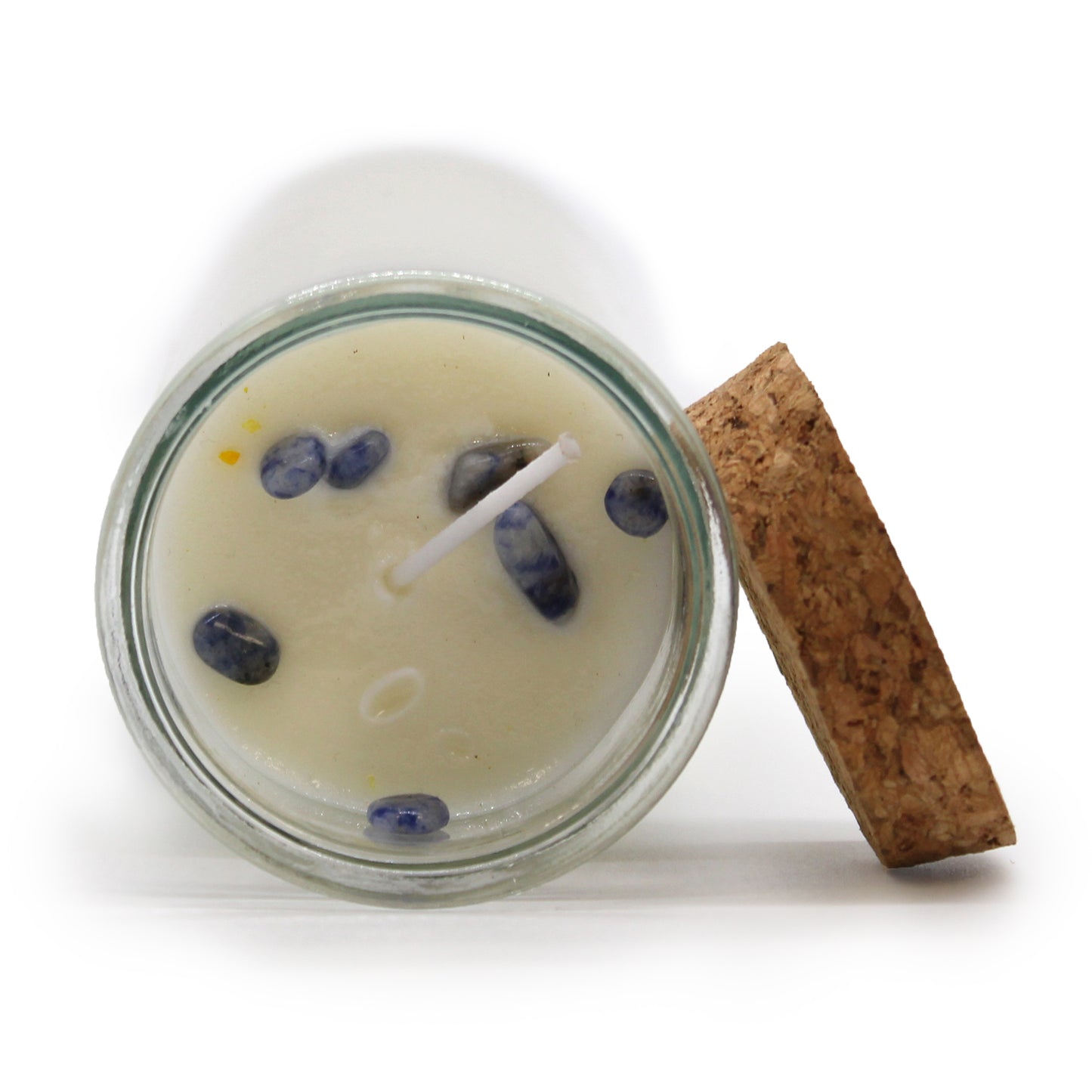 PROTECTION Magic Spell Soy wax Candle with SODALITE gemstones; DRAGONS BLOOD fragrance