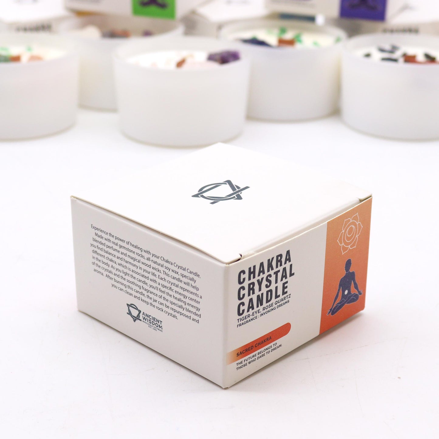 Sacred Chakra Crystal Soy Candle with Tigers Eye & Rose Quartz