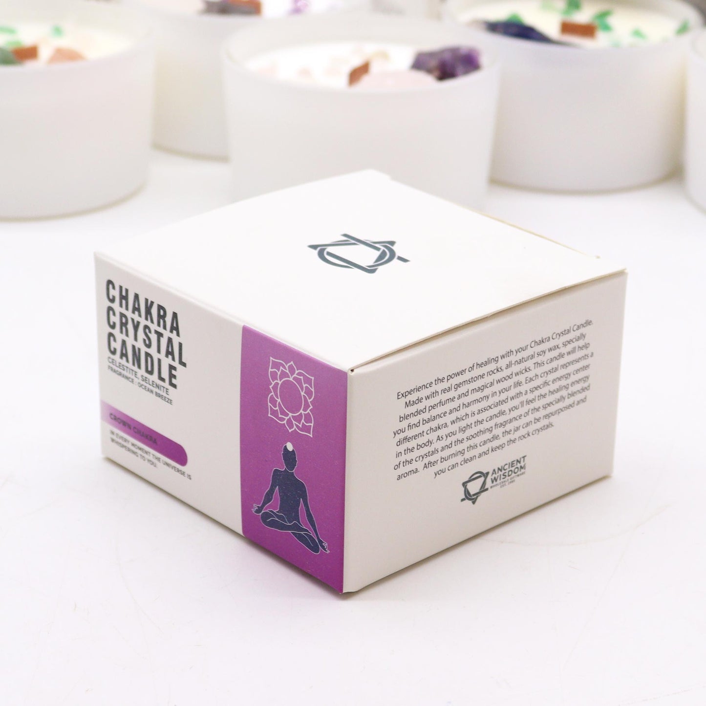 Crown Chakra Soy Crystal Candle with Celestite & Selenite