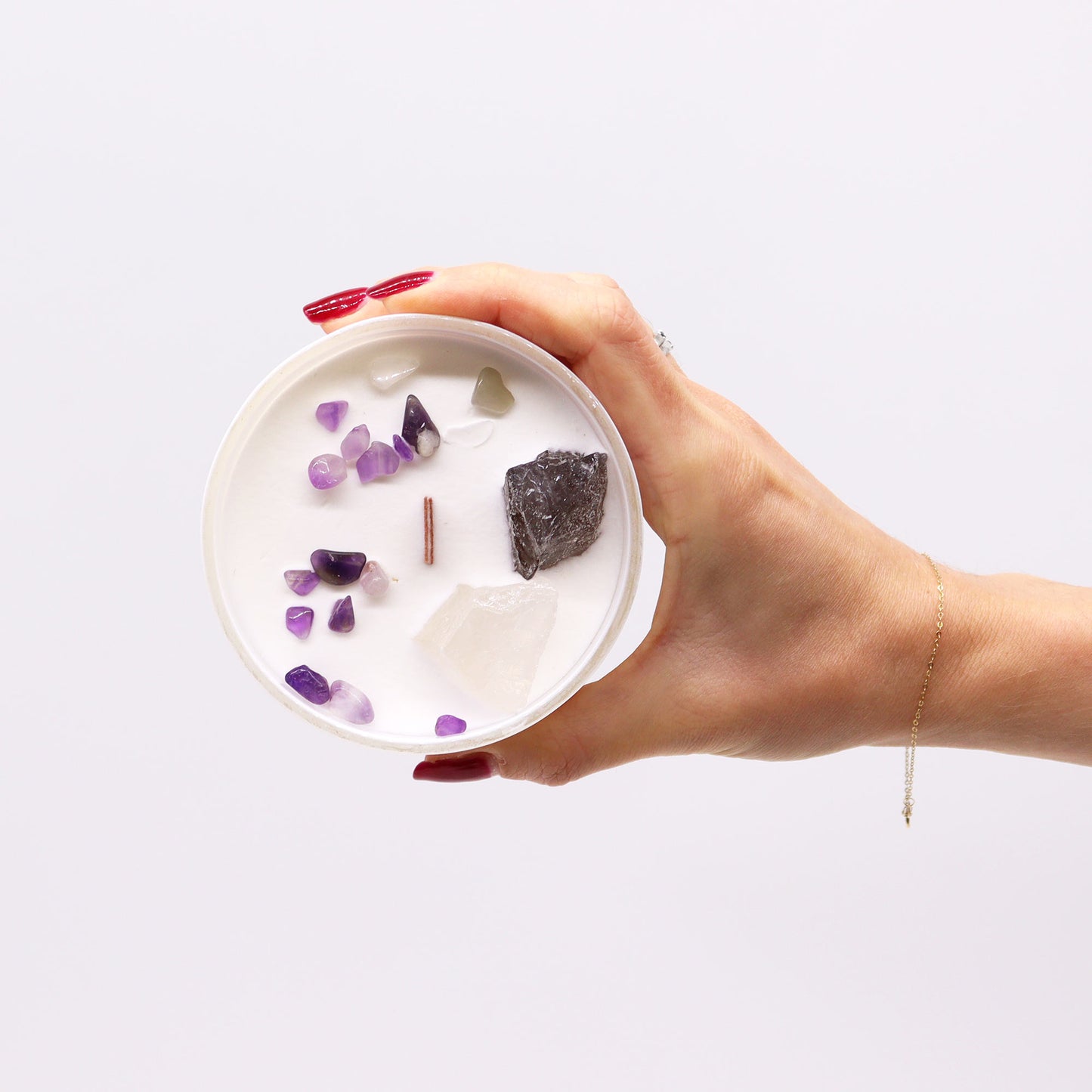 Crown Chakra Soy Crystal Candle with Celestite & Selenite