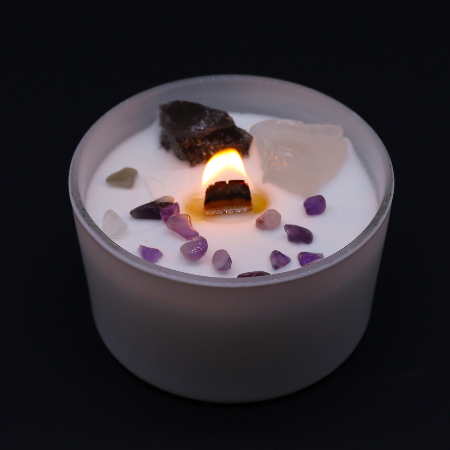 Crown Chakra Soy Crystal Candle with Celestite & Selenite