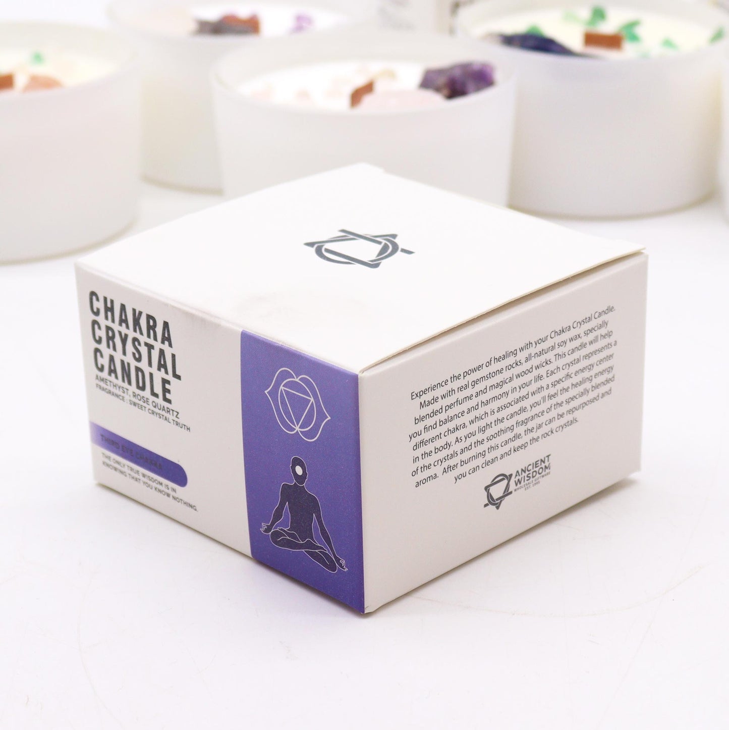 Third Eye Chakra Soy Crystal Candle with Amethyst & Rose Quartz