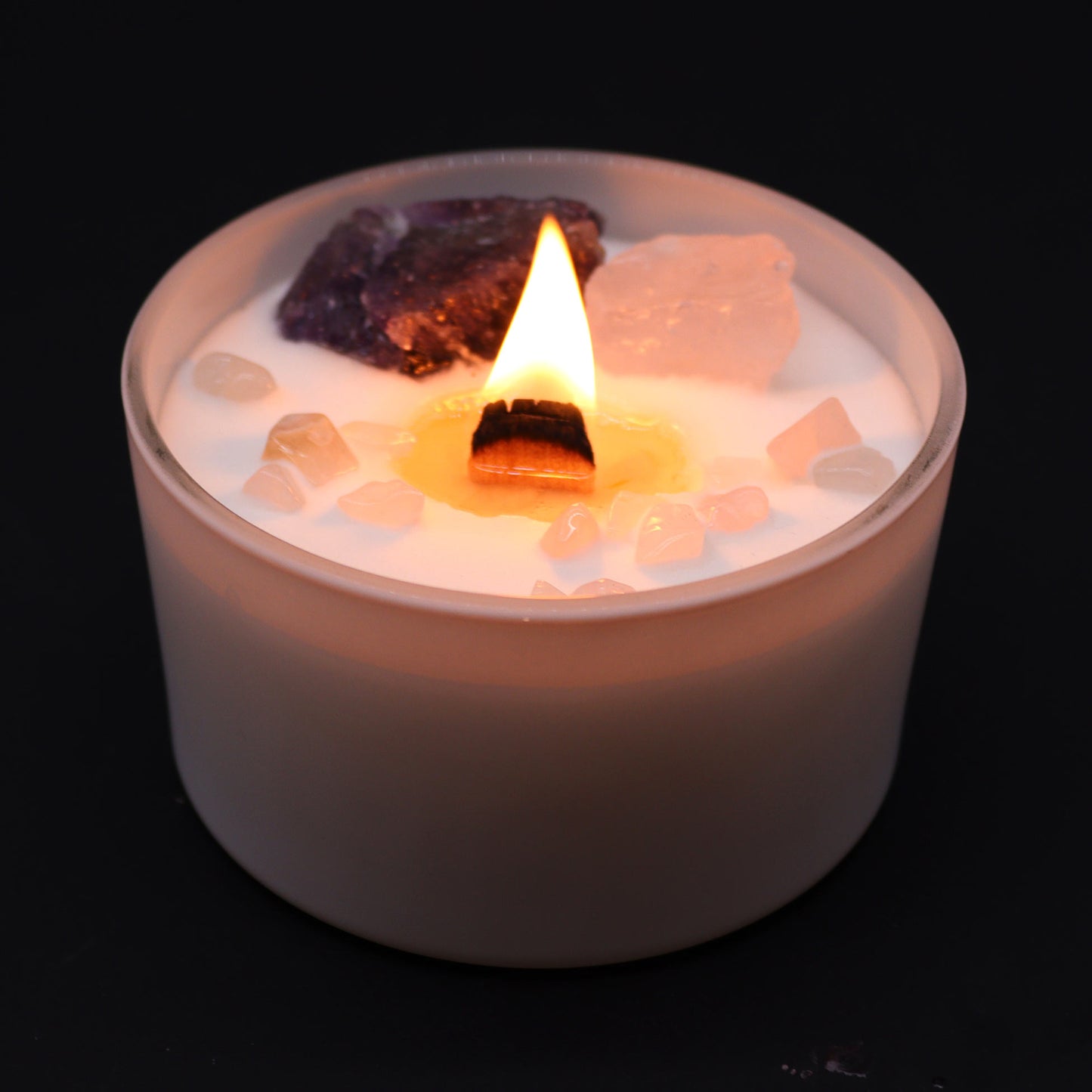 Third Eye Chakra Soy Crystal Candle with Amethyst & Rose Quartz