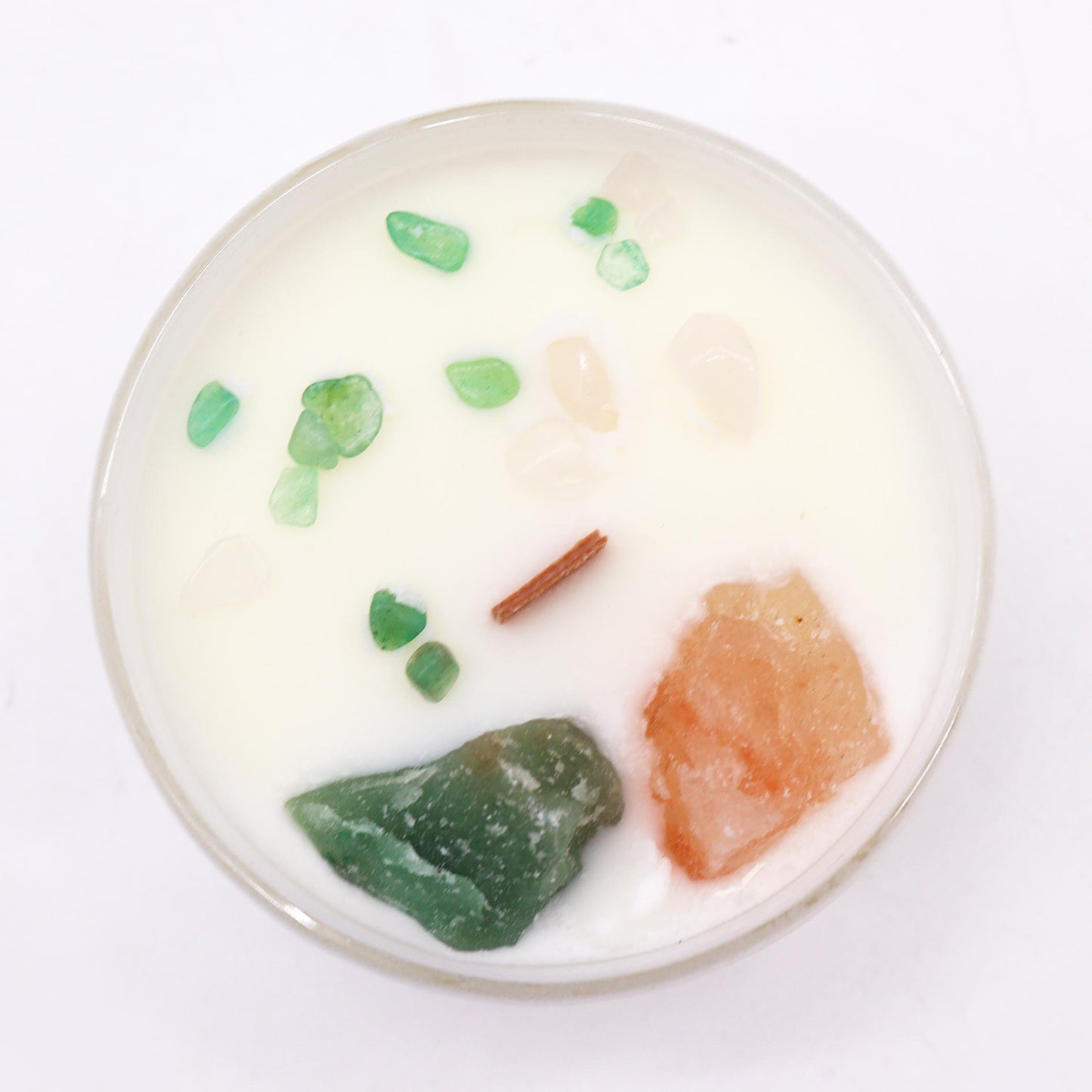 Heart Chakra Soy Crystal Candle with Rose Quartz & Jade