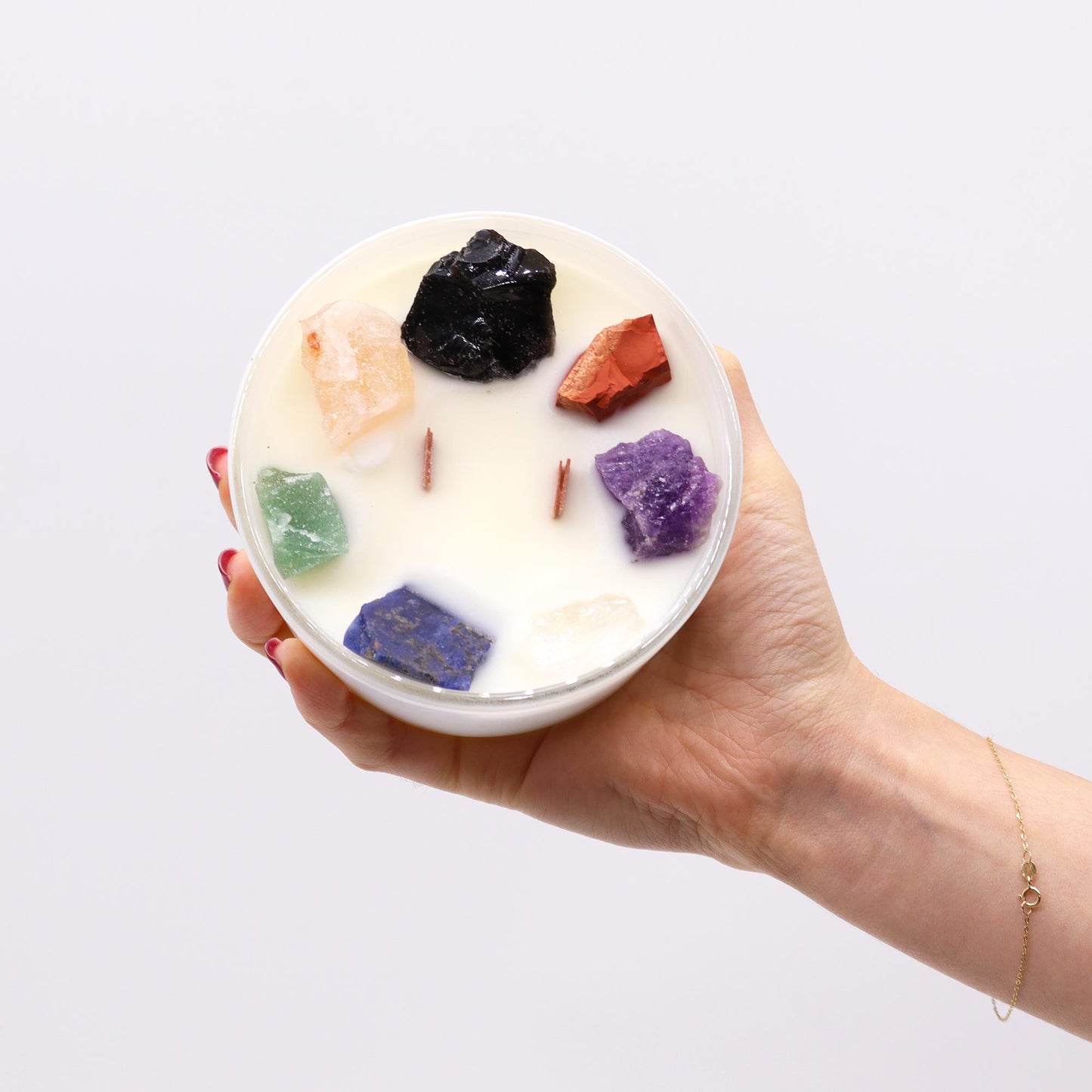 Seven Chakras Soy Crystal Candle with Crystals x 7