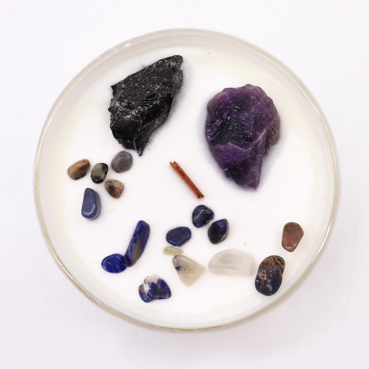 Solar Plexus Chakra Soy Crystal Candle with Amethyst & Black Agate