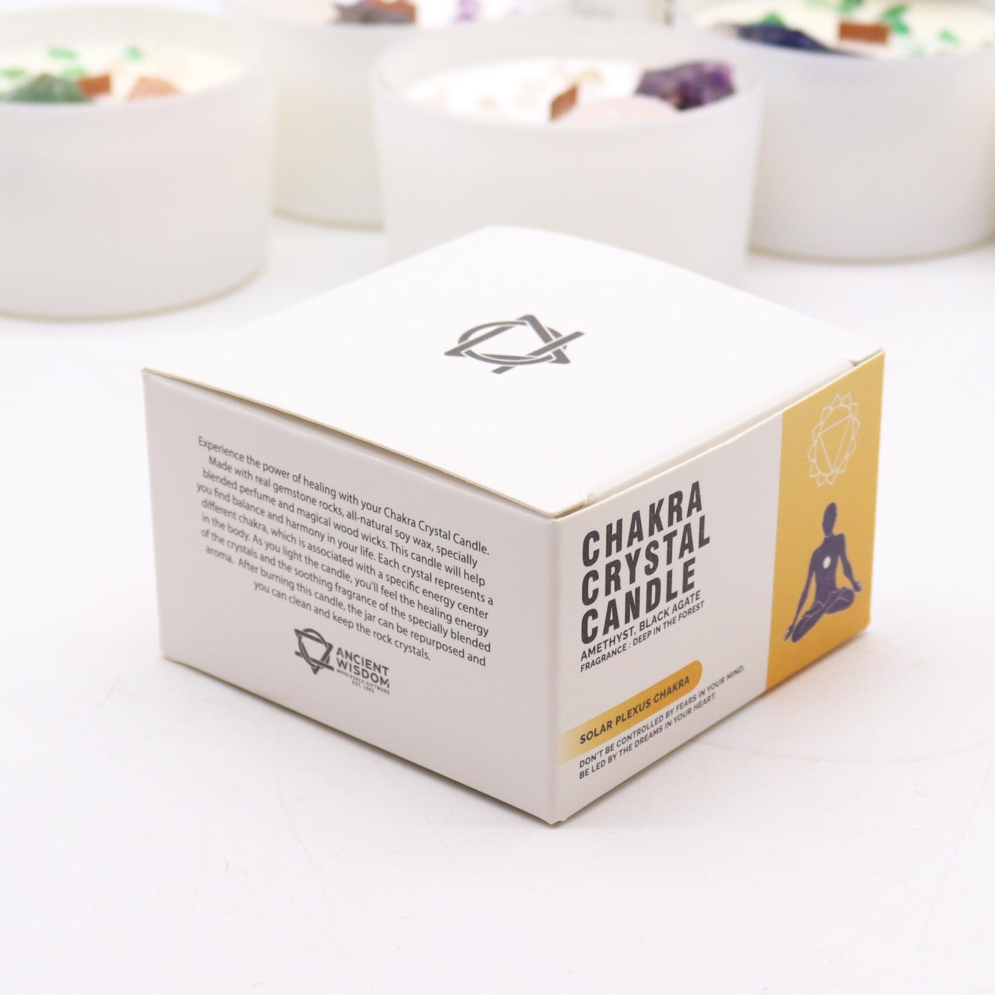 Solar Plexus Chakra Soy Crystal Candle with Amethyst & Black Agate