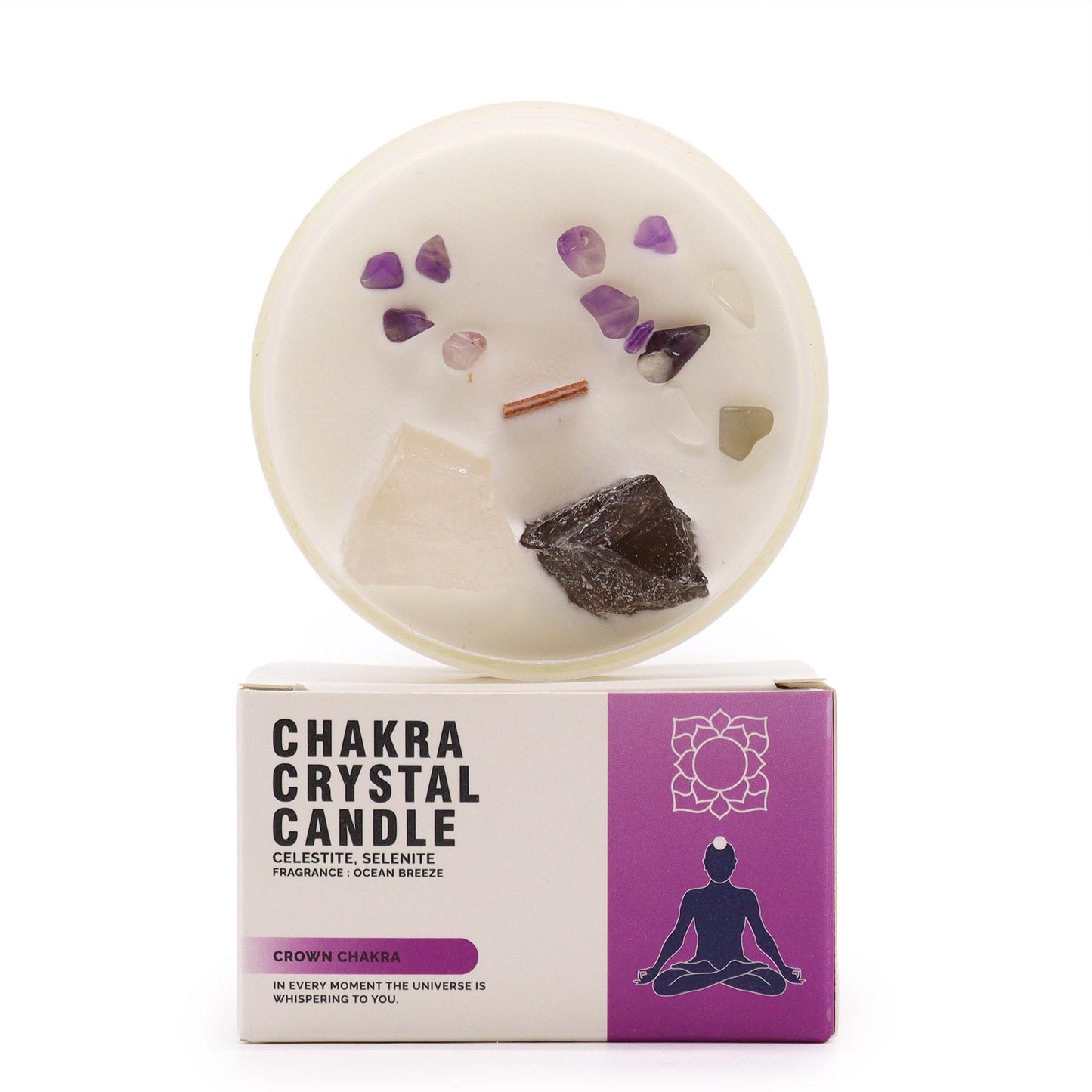 Crown Chakra Soy Crystal Candle with Celestite & Selenite