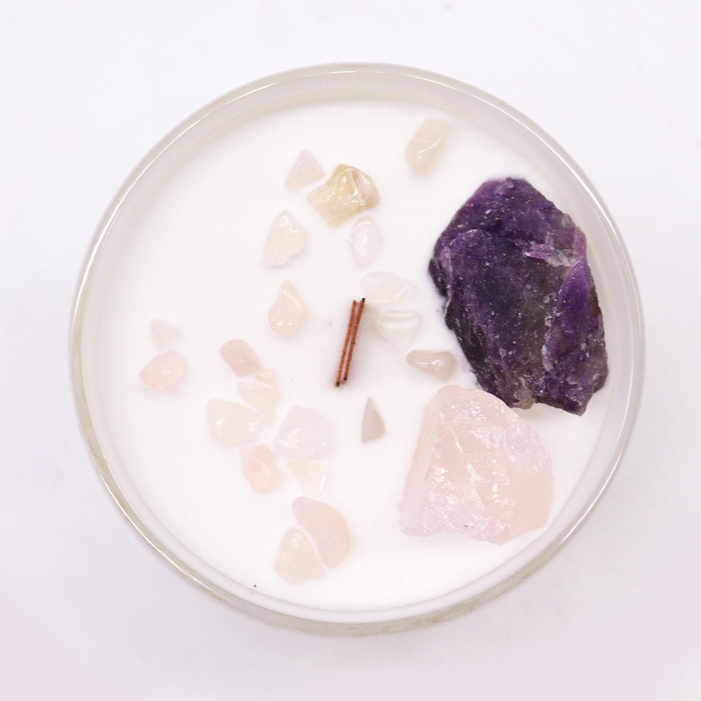 Third Eye Chakra Soy Crystal Candle with Amethyst & Rose Quartz