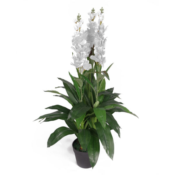 100cm Artificial Cymbidium Orchid Plant – Extra Large – White Flowers