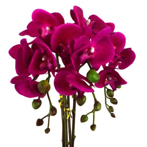 Dark Pink real touch orchid with silver Pot