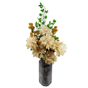 55cm Dahlia Flower Stems – Dusty cream x 6 silk stems