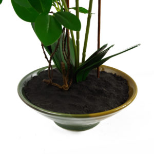 65cms Light pink orchid in Glazed Planter