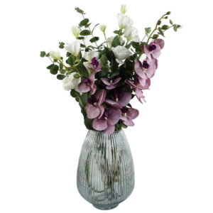 Pack of 6 x 100cm Artificial Phalaenopsis Orchid Purple Stems – 42 Flowers