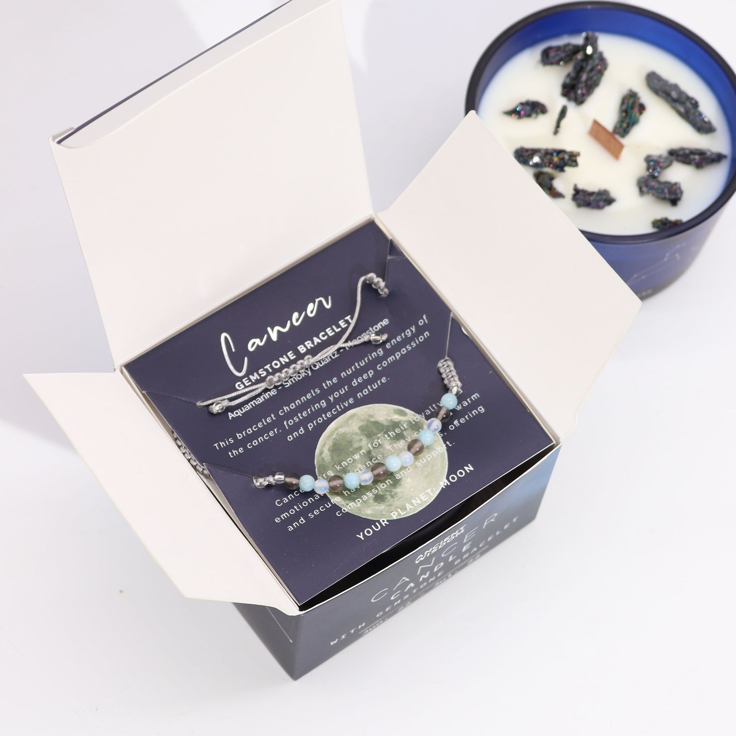 ZODIAC CANDLE CANCER with gemstone bracelet