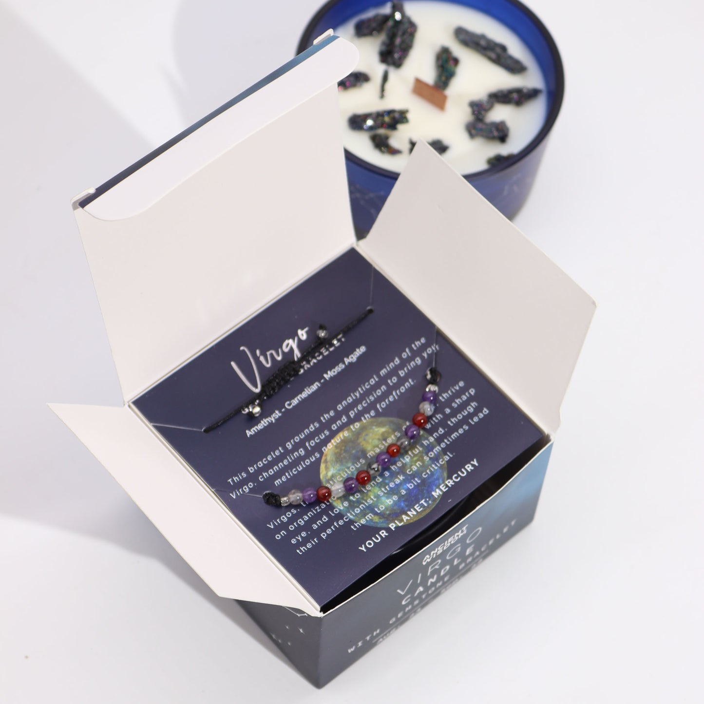ZODIAC CANDLE VIRGO with gemstone bracelet