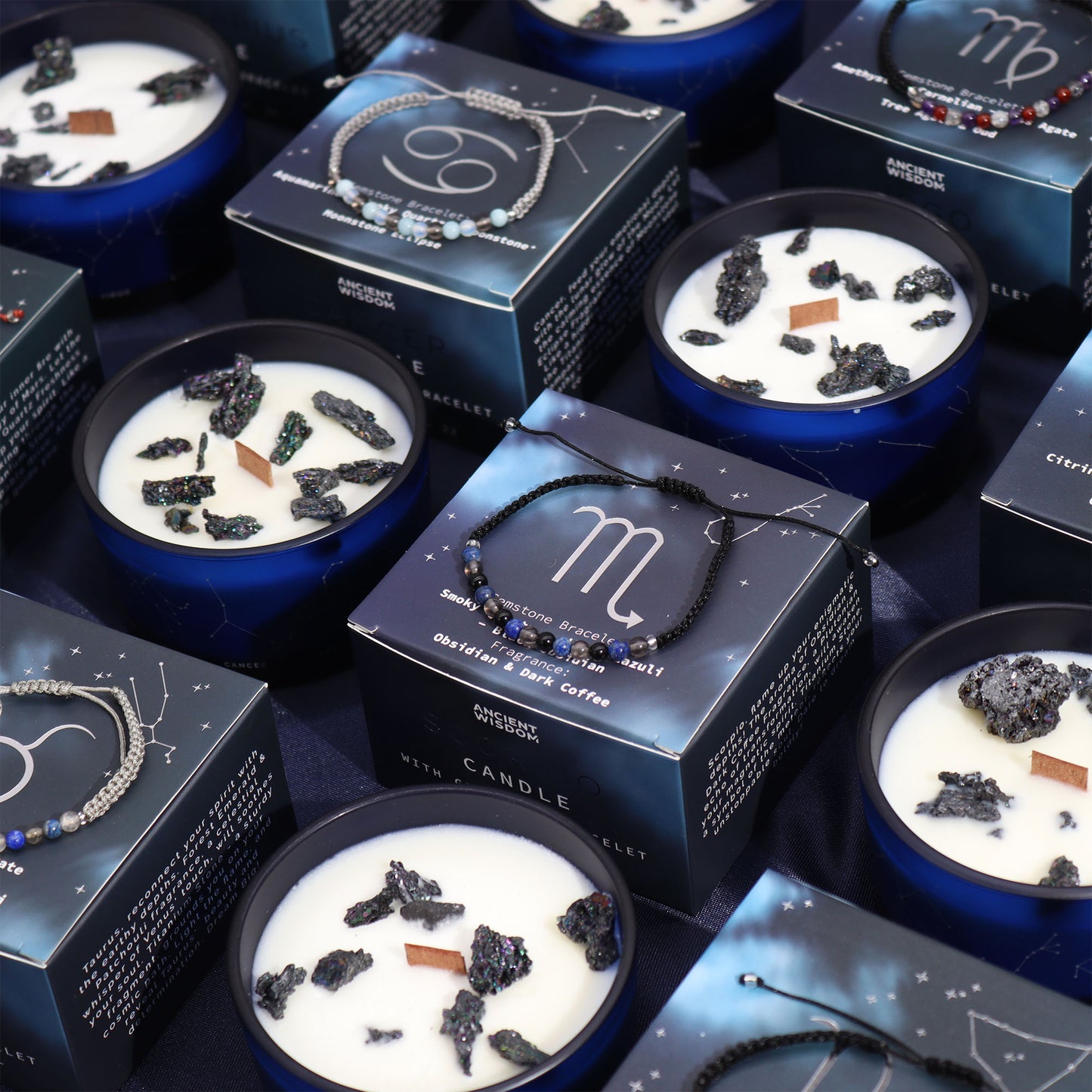 ZODIAC CANDLE PISCES with gemstone bracelet