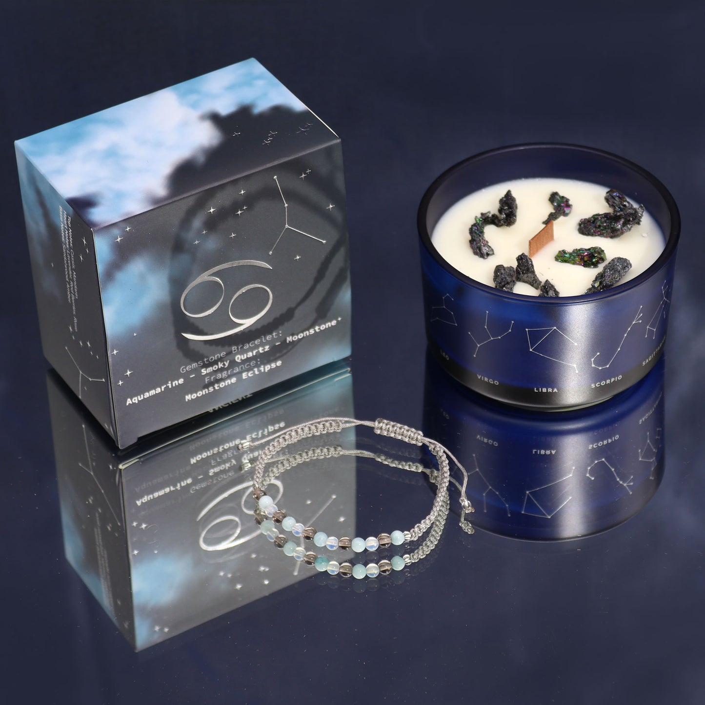 ZODIAC CANDLE CANCER with gemstone bracelet