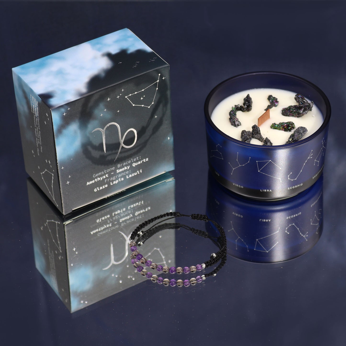 ZODIAC CANDLE CAPRICORN with gemstone bracelet