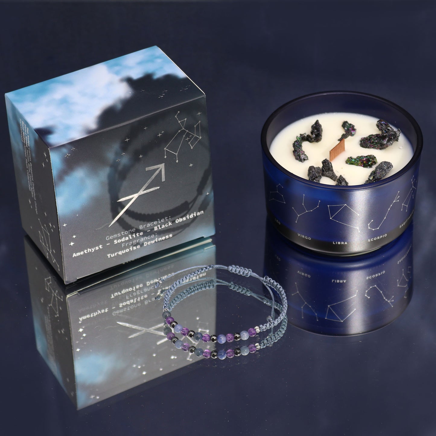 ZODIAC CANDLE SAGITTARIUS with gemstone bracelet