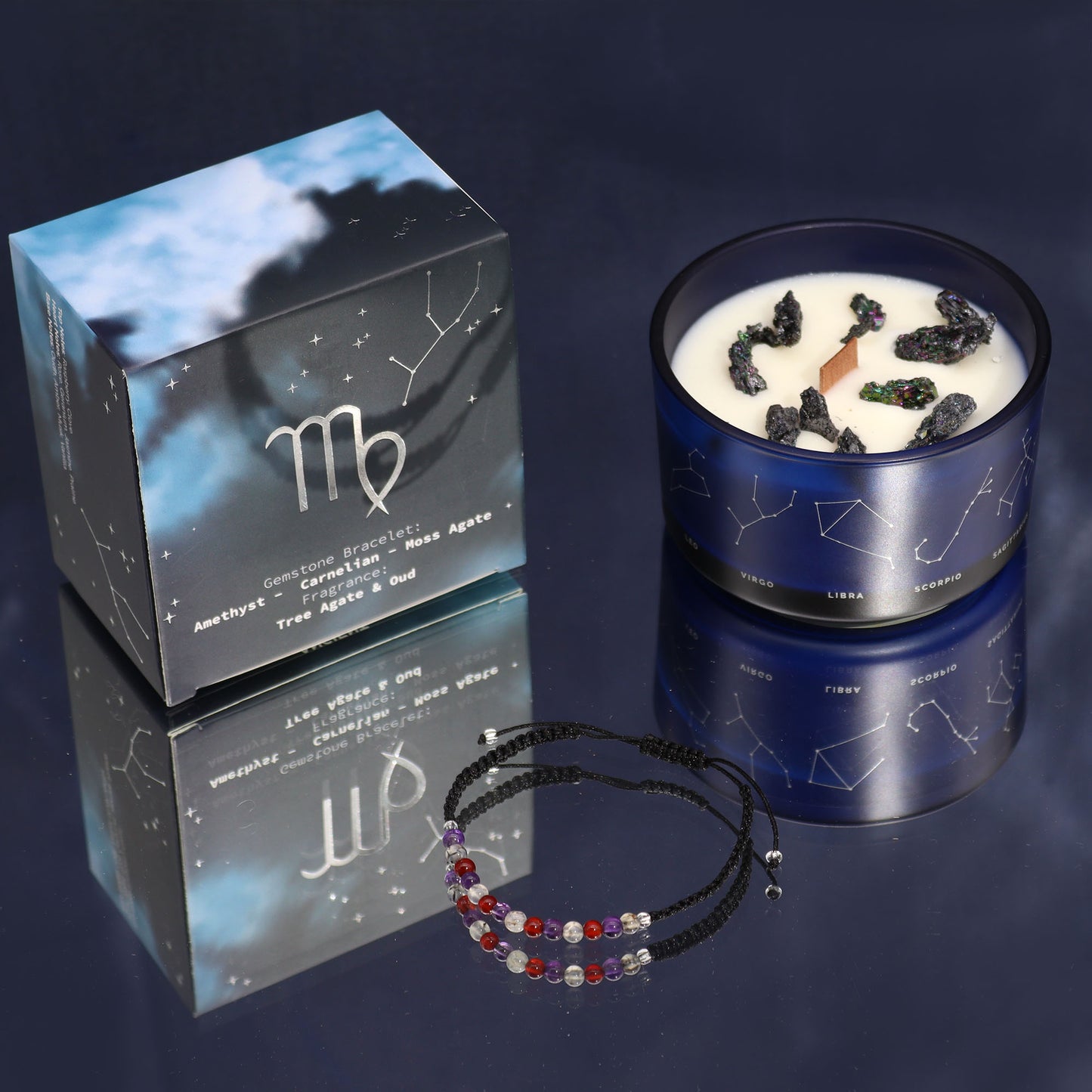 ZODIAC CANDLE VIRGO with gemstone bracelet