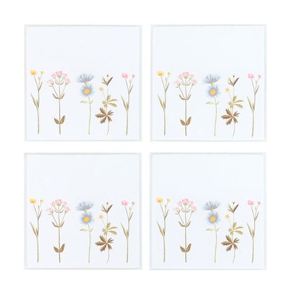 Floral Glass Coaster Set