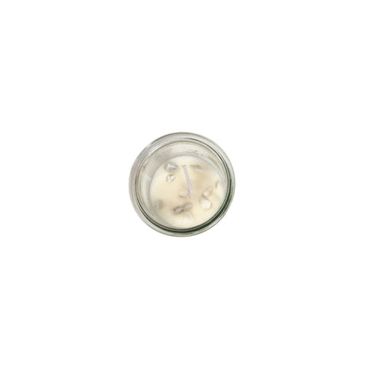 CLEANSING Magic Spell Soy Wax Candle with WHITE JASPER gemstones and SAGE; PEPPERMINT fragrance