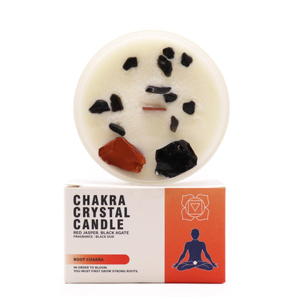 Root Chakra Crystal Soy Candle with Red Jasper & Black Agate