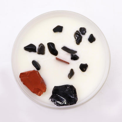 Root Chakra Crystal Soy Candle with Red Jasper & Black Agate