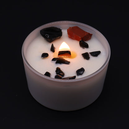 Root Chakra Crystal Soy Candle with Red Jasper & Black Agate