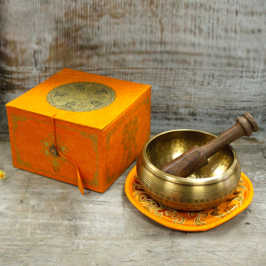 Five Buddha Brass Singing Bowl Set