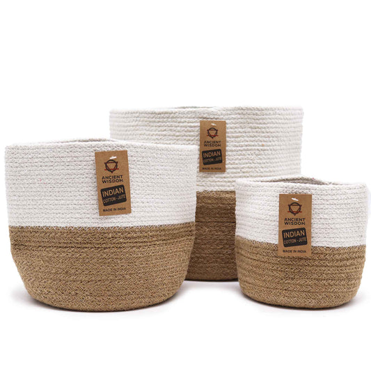 Ivory Cotton Rope Storage Baskets x 3
