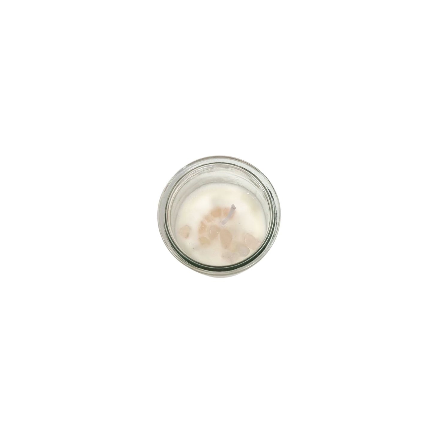 LOVE Magic Spell Soy Wax Candle with ROSE QUARTZ gemstones; JASMINE fragrance