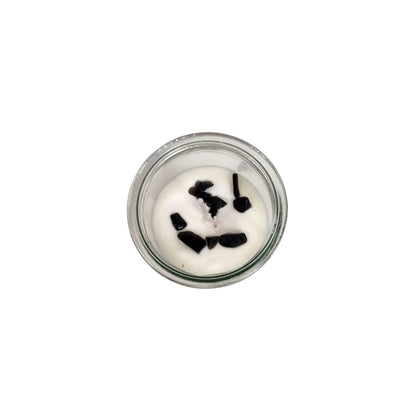 LUCK Magic Spell Soy Wax Candle with BLACK AGATE gemstones, LIQUORICE fragrance